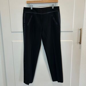 Ann Taylor LOFT Marisa Fit Black Tuxedo Pants Satin Trim Career Trousers‎ Size 6